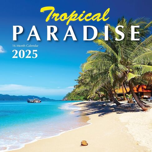 Tropical Paradise 2025 Beaches Hangable Wall Calendar Full Page Months & Travel Vacation Beach Photography Organizing Planning Gift Him Her (2025 Paradise) in Kuwait