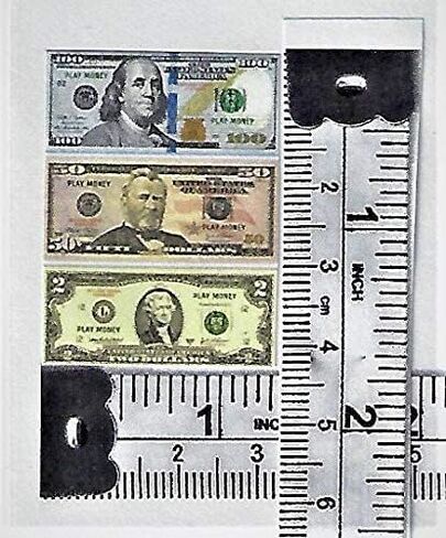 Custom Toys & Hobbies Miniature Play Copy Fake Kids Money Scale 1:12, Size 0.5 x 1.2 Inches Doll House Accessories Diorama Tiny Cash Register Toy 2-Sided Scale Model Money Stack (Regular Bills) in Saudi Arabia