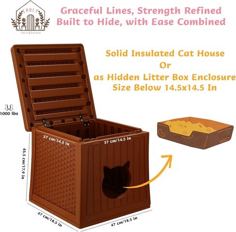 Hidden Cat Litter Box Enclosure Furniture, Insulated Cat House Outdoor with Flip Lid for Easy Cleaning, Winter Feral Cat Shelter Weatherproof, Cat Hideaway Cave Side Table & Nightstand, Oatmilk in Saudi Arabia