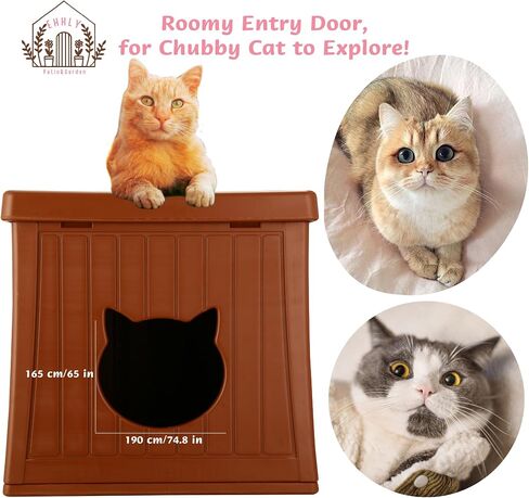 Hidden Cat Litter Box Enclosure Furniture, Insulated Cat House Outdoor with Flip Lid for Easy Cleaning, Winter Feral Cat Shelter Weatherproof, Cat Hideaway Cave Side Table & Nightstand, Oatmilk in Saudi Arabia