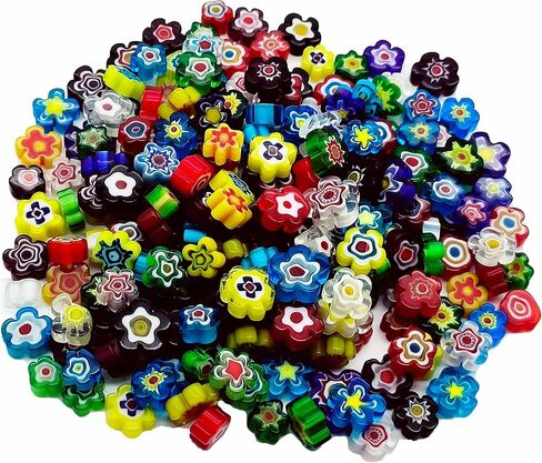 Flat Glass Millefiori for Mosaic Making Supplies, Mosaic Tiles for Crafts with Assorted Flower Glass Tiles, Mosaic Kits for Adults DIY Decorations, No Hole (Flower Pattern) in Saudi Arabia