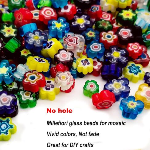 Flat Glass Millefiori for Mosaic Making Supplies, Mosaic Tiles for Crafts with Assorted Flower Glass Tiles, Mosaic Kits for Adults DIY Decorations, No Hole (Flower Pattern) in Saudi Arabia