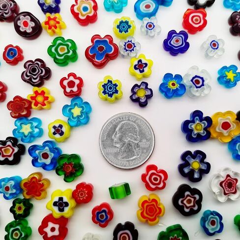 Flat Glass Millefiori for Mosaic Making Supplies, Mosaic Tiles for Crafts with Assorted Flower Glass Tiles, Mosaic Kits for Adults DIY Decorations, No Hole (Flower Pattern) in Saudi Arabia