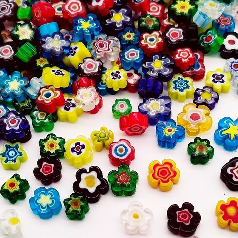 Flat Glass Millefiori for Mosaic Making Supplies, Mosaic Tiles for Crafts with Assorted Flower Glass Tiles, Mosaic Kits for Adults DIY Decorations, No Hole (Flower Pattern) in Saudi Arabia