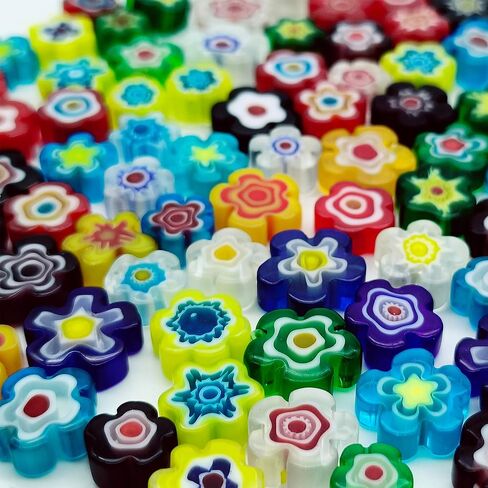 Flat Glass Millefiori for Mosaic Making Supplies, Mosaic Tiles for Crafts with Assorted Flower Glass Tiles, Mosaic Kits for Adults DIY Decorations, No Hole (Flower Pattern) in Saudi Arabia