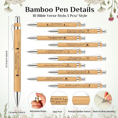 Spakon 30 Sets Christian Gifts Bulk for Women Bible Verse Bamboo Pen Floral Keychain Inspirational Bookmark Religious Mothers Day Party Gift Spread God's Word for Sunday School Church Visitor in Saudi Arabia