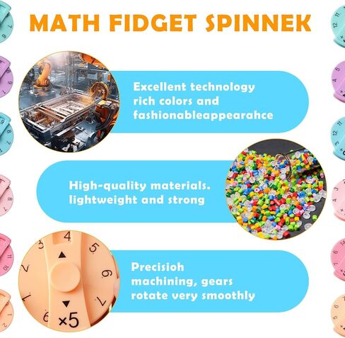 Updated Math Fact Fidget Spinners, Math Facts Fidget Spinners, This is for All The Stimmers - Fidgeters Who are Learning Math, Division and Multiplication on One Fidget (Both 18pcs) in Saudi Arabia