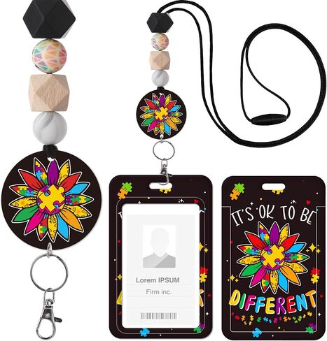 ID Badge Holder with Lanyard, Pink Bow Pencil Books Mirrorball Print ID Card Badge Holder with Beaded Lanyard, Vertical Name Tag Holder for Girls Women Teacher Student in Kuwait