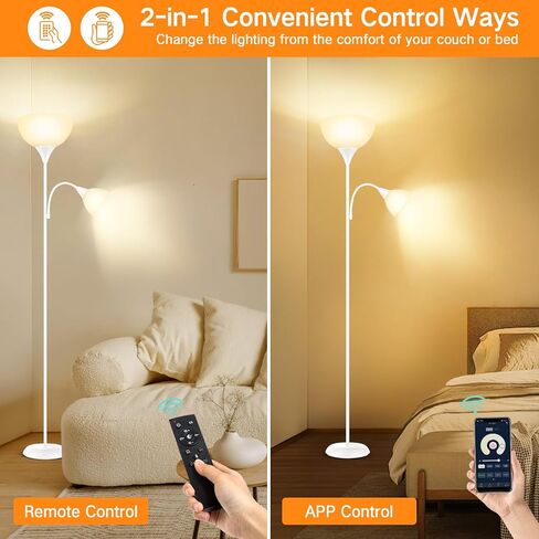 مصباح أرضي LED LED ، 70 "مصباح أرضي طويل القامة ، مصباح قابلة للتعديل ، مصباح قائم بذاته ، مصباح قابلاً للذات مع التحكم عن بُعد ومفتاح القدم ، مصباح زاوية لغرفة غرفة المعيشة ، أبيض in Kuwait