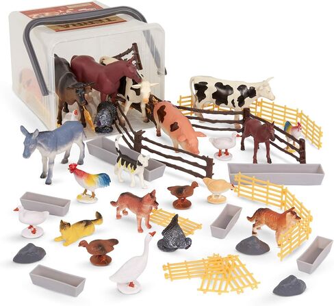 Terra by Battat – Farm Animal Figurines & Accessories – 60Pc Toy Animal Bucket For Kids – Farm Animal Toys – Cows, Pigs, Horses, Cats & More – 3 Years + – Country World in Kuwait