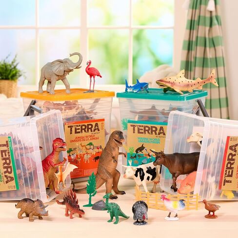 Terra by Battat – Farm Animal Figurines & Accessories – 60Pc Toy Animal Bucket For Kids – Farm Animal Toys – Cows, Pigs, Horses, Cats & More – 3 Years + – Country World in Kuwait