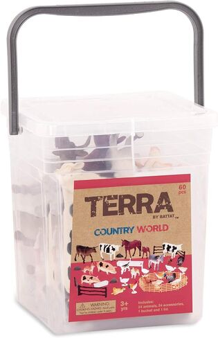 Terra by Battat – Farm Animal Figurines & Accessories – 60Pc Toy Animal Bucket For Kids – Farm Animal Toys – Cows, Pigs, Horses, Cats & More – 3 Years + – Country World in Kuwait