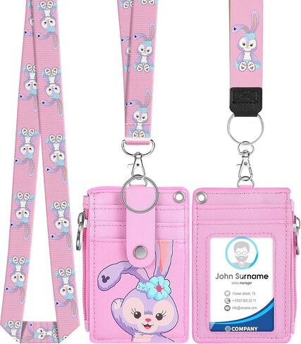Akkya ID Badge Holder with Neck Wrist Lanyard Wallet Cute Cartoon Bear Keychain Lanyard for Women Teacher Student Kids Work School Vertical ID Tag Name Badge Holder(Yellow) in Saudi Arabia