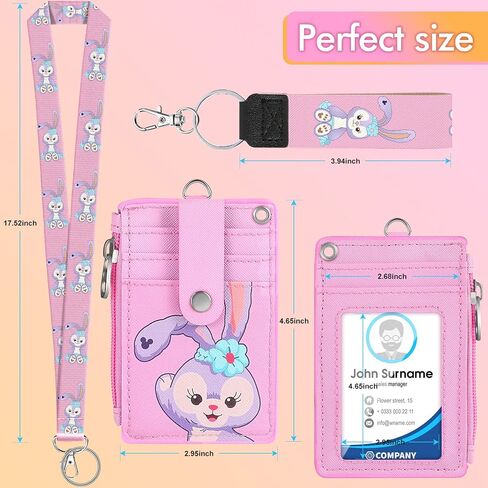 Akkya ID Badge Holder with Neck Wrist Lanyard Wallet Cute Cartoon Bear Keychain Lanyard for Women Teacher Student Kids Work School Vertical ID Tag Name Badge Holder(Yellow) in Saudi Arabia