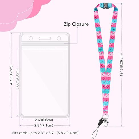 8 عبوات لطيفة الحبل مع انفصال السلامة ، حاملي شارات مقاوم للماء ، خطاف معدني ومقطع بلاستيكي ، أشرطة رقبة متينة لطلاب المدارس السابقة للمدارس والابتدائية ، Asssorted in Kuwait