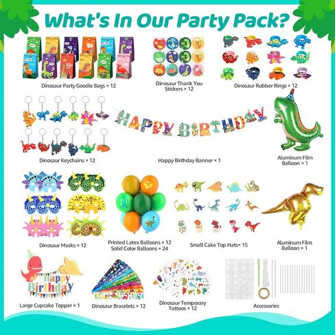 INNOCHEER Dinosaur Party Favors, Dinosaur Birthday Decorations 24 Pack Dinosaur Party Supplies Dinosaur Party Decorations, Dinosaur Goodie Bags For Birthday Party Favors For Kids 3-5 4-8 8-12 in Saudi Arabia