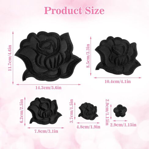 10 Pcs Iron on Rose Flower Patches for Clothes Designs Fabric Repair Flower Sew on Embroidered Patches with 5 Sizes Cool Applique Patches for Jacket Jeans Sweater Hats Shoes Bags (White) in Kuwait