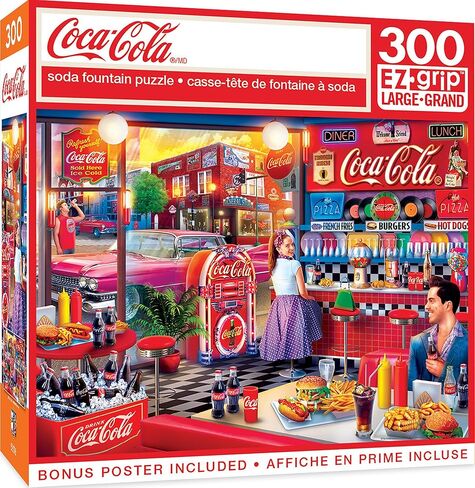 MasterPieces 300 Piece EZ Grip Jigsaw Puzzle - Coca-Cola Soda Fountain - Family-Friendly Fun - 18"x24 in Saudi Arabia