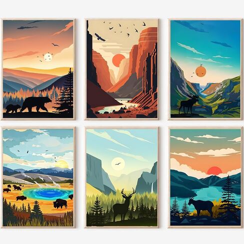 6 Pcs Paint by Numbers Kit for Adults, City Travel Easy Adult Paint by Number Kits on Canvas, DIY Acrylic Watercolor Adults’Paint-By-Number Kits Oil Painting Drawing Paintwork for Home Decor 10x14Inch in Saudi Arabia