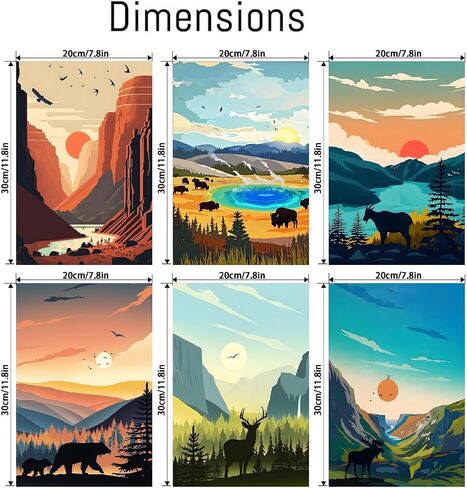 6 Pcs Paint by Numbers Kit for Adults, City Travel Easy Adult Paint by Number Kits on Canvas, DIY Acrylic Watercolor Adults’Paint-By-Number Kits Oil Painting Drawing Paintwork for Home Decor 10x14Inch in Saudi Arabia