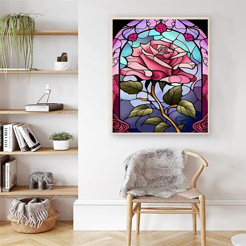 Artunion Pink Rose Paint by Numbers for Adults Beginner, Flower Paint by Number Kits, DIY Oil Painting Paint by Number Kits on Canvas Arts Craft for Home Wall Decor 16x20 Inch in Kuwait