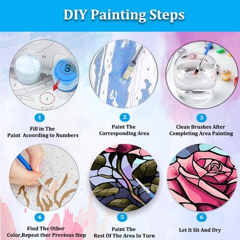 Artunion Pink Rose Paint by Numbers for Adults Beginner, Flower Paint by Number Kits, DIY Oil Painting Paint by Number Kits on Canvas Arts Craft for Home Wall Decor 16x20 Inch in Kuwait