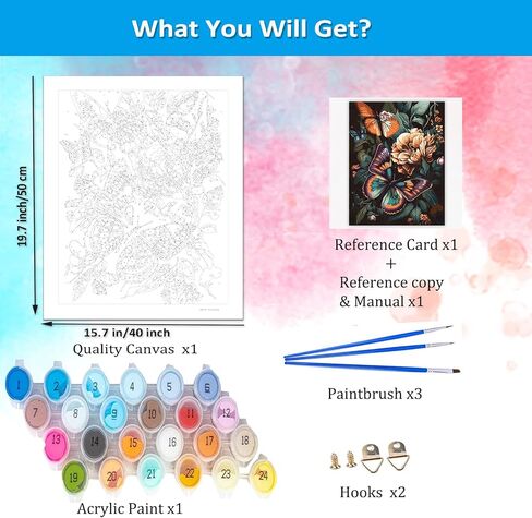 Artunion Pink Rose Paint by Numbers for Adults Beginner, Flower Paint by Number Kits, DIY Oil Painting Paint by Number Kits on Canvas Arts Craft for Home Wall Decor 16x20 Inch in Kuwait