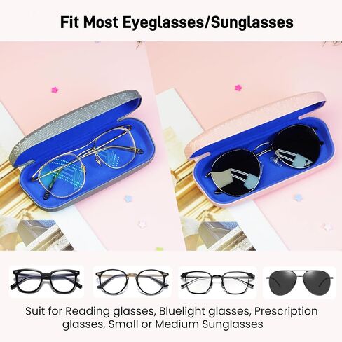 Glasses Case,2PCS Glasses Case Hard Shell,Hard Case for Glasses with Sparkling Star Vein,Eyeglass Case,Hard Sunglasses Case Women Ladies Girls Travel Study Work in Saudi Arabia