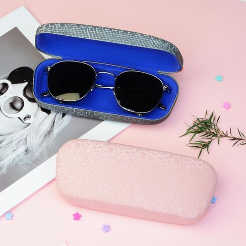 Glasses Case,2PCS Glasses Case Hard Shell,Hard Case for Glasses with Sparkling Star Vein,Eyeglass Case,Hard Sunglasses Case Women Ladies Girls Travel Study Work in Saudi Arabia