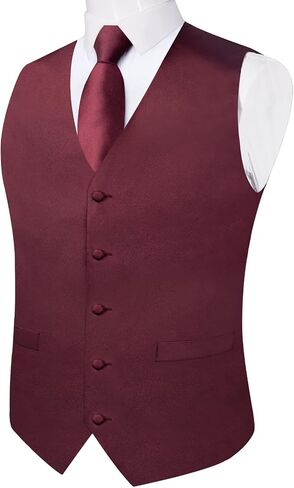 DiBanGu Suit Vest for Men Vest Set with Tie Bowtie Tie Clip Pocket Square Cufflinks 6Pcs Waistcoat in Saudi Arabia
