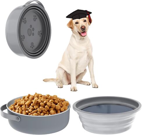 40 Oz Travel Dog Bowls with Lid, Collapsible Dog Water Bowl BPA-Free, Stainless Steel Dog Food Bowl - 2in1 Portable Dog Bowls - Dog Trip Camping Travel Essentials in Saudi Arabia
