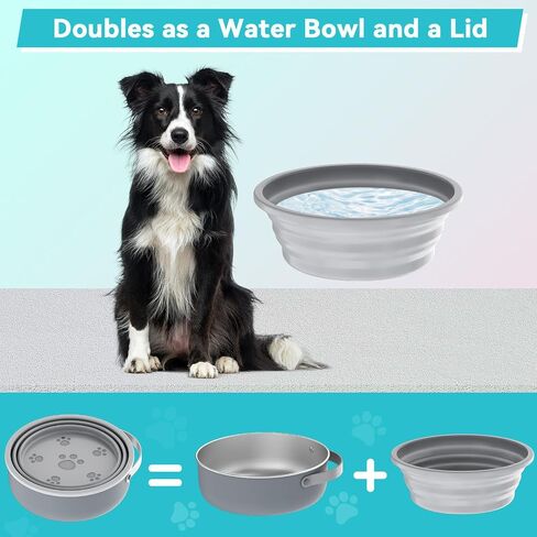 40 Oz Travel Dog Bowls with Lid, Collapsible Dog Water Bowl BPA-Free, Stainless Steel Dog Food Bowl - 2in1 Portable Dog Bowls - Dog Trip Camping Travel Essentials in Saudi Arabia