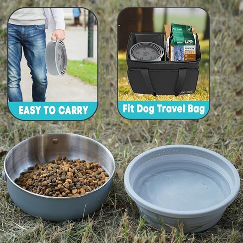 40 Oz Travel Dog Bowls with Lid, Collapsible Dog Water Bowl BPA-Free, Stainless Steel Dog Food Bowl - 2in1 Portable Dog Bowls - Dog Trip Camping Travel Essentials in Saudi Arabia