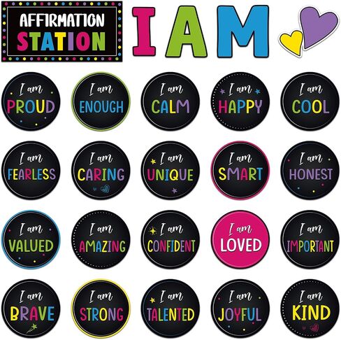Frienda Rainbow Affirmation Station Bulletin Board Set Motivational Posters Classroom Mirror Growth Mindset Decor Positive Affirmations Accents Cutouts for School Office Home Teacher Wall Supply in Saudi Arabia