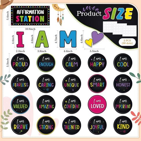 Frienda Rainbow Affirmation Station Bulletin Board Set Motivational Posters Classroom Mirror Growth Mindset Decor Positive Affirmations Accents Cutouts for School Office Home Teacher Wall Supply in Saudi Arabia
