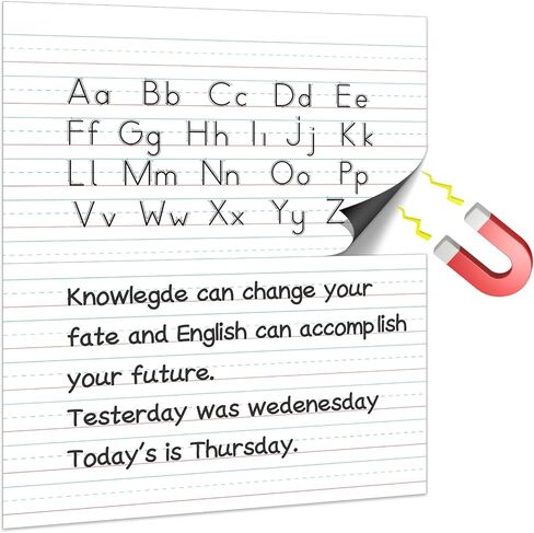 Jumbo Magnetic Draw & Write Paper 21.5x17in Dry Erase Handwriting Lined Paper for Classroom Whiteboard Writing Chart Paper Giant Magnetic Newsprint Handwriting Story Paper Homeschool Teaching Supplies in Kuwait