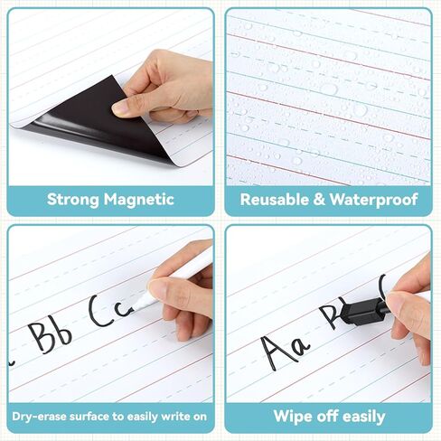 Jumbo Magnetic Draw & Write Paper 21.5x17in Dry Erase Handwriting Lined Paper for Classroom Whiteboard Writing Chart Paper Giant Magnetic Newsprint Handwriting Story Paper Homeschool Teaching Supplies in Kuwait