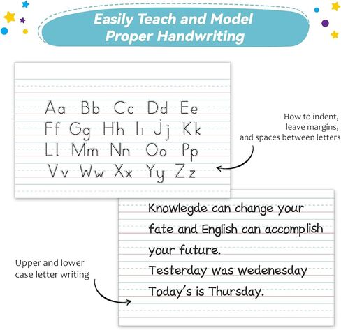 Jumbo Magnetic Draw & Write Paper 21.5x17in Dry Erase Handwriting Lined Paper for Classroom Whiteboard Writing Chart Paper Giant Magnetic Newsprint Handwriting Story Paper Homeschool Teaching Supplies in Kuwait