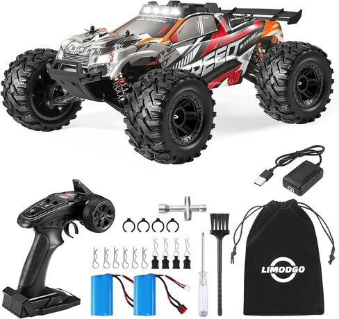 1:10 Large Brush RC Car for Adults, Fast Remote Control Car, 28+ MPH Rc Hobby Truck with Headlights, All Terrain 2.4Ghz Electric Hobby Rc Cars, 4WD Off Road Monster Truck for Adults - Yellow in Saudi Arabia