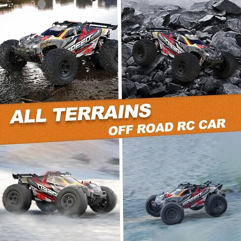 1:10 Large Brush RC Car for Adults, Fast Remote Control Car, 28+ MPH Rc Hobby Truck with Headlights, All Terrain 2.4Ghz Electric Hobby Rc Cars, 4WD Off Road Monster Truck for Adults - Yellow in Saudi Arabia
