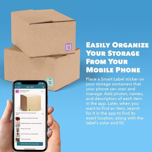 ملصقات رمز QR Smart Smart Pack من 48 Modern Made في الولايات المتحدة الأمريكية - ملصقات رمز الاستجابة السريعة للتخزين ، ملصقات QR لصناديق التخزين ، ملصقات ملصقات لحبان التخزين على تطبيق iOS و Android ، ملصقات حمل لصناديق التخزين in Kuwait