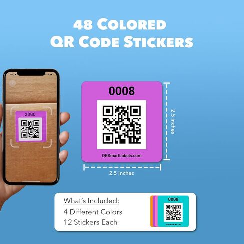 ملصقات رمز QR Smart Smart Pack من 48 Modern Made في الولايات المتحدة الأمريكية - ملصقات رمز الاستجابة السريعة للتخزين ، ملصقات QR لصناديق التخزين ، ملصقات ملصقات لحبان التخزين على تطبيق iOS و Android ، ملصقات حمل لصناديق التخزين in Kuwait
