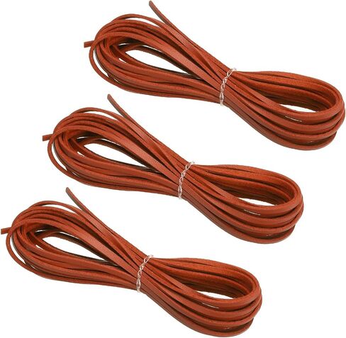 PATIKIL Faux Suede Leather Cord, 3 Rolls 3mm x 5.5 Yards Flat Synthetic Leather Strips for Necklace Bracelet Jewelry Beading DIY Crafts, Orange (Total 16.5 Yards) in Saudi Arabia