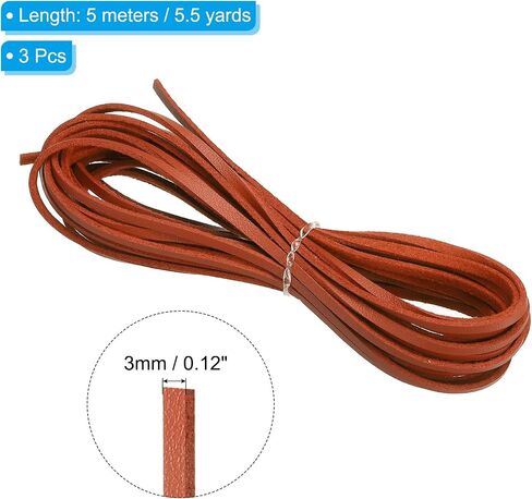 PATIKIL Faux Suede Leather Cord, 3 Rolls 3mm x 5.5 Yards Flat Synthetic Leather Strips for Necklace Bracelet Jewelry Beading DIY Crafts, Orange (Total 16.5 Yards) in Saudi Arabia