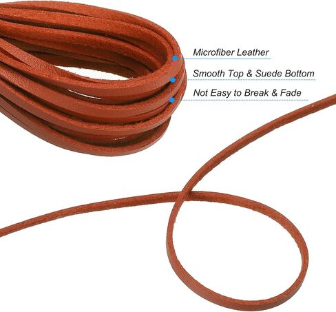 PATIKIL Faux Suede Leather Cord, 3 Rolls 3mm x 5.5 Yards Flat Synthetic Leather Strips for Necklace Bracelet Jewelry Beading DIY Crafts, Orange (Total 16.5 Yards) in Saudi Arabia