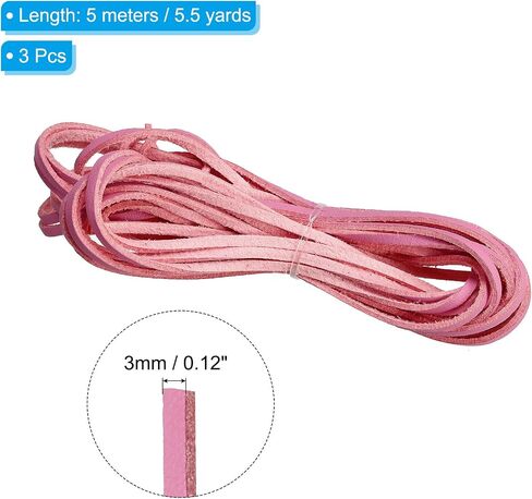 PATIKIL Faux Suede Leather Cord, 3 Rolls 3mm x 5.5 Yards Flat Synthetic Leather Strips for Necklace Bracelet Jewelry Beading DIY Crafts, Orange (Total 16.5 Yards) in Saudi Arabia
