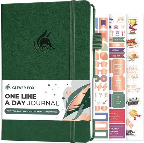 Clever Fox One Line A Nay Ambourt-دفتر ذاكرة مدته 5 سنوات-مذكرات كبسولة الوقت اليومية للنساء والرجال-مخطط لمدة عام على حدة يوم واحد (غابة أخضر) in Kuwait