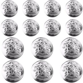 14Pcs Metal Blazer Button Set, Suit Buttons for Men Women, Vintage Silver Buttons for, Blazer, Suits, Sport Coat, Uniform, Jacket (18mm 23mm,Silver)