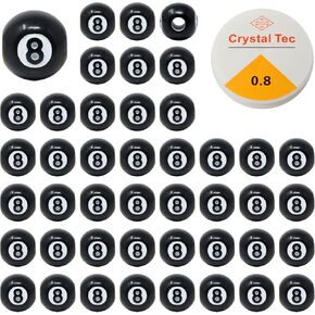 Honbay 100PCS Acrylic Billiards Beads Sports Ball Big Hole Round Spacer Loose Beads with 8.7 Yards Elastic Thread for Bracelets Necklaces Earrings Jewelry Making DIY Craft Project (Black)