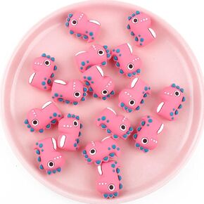 16Pcs Chicken Silicone Focal Beads, Cute Animal Silicone Beads, Loose Silicone Spacer Beads, Animal Shaped Printed Beads, for Jewelry Making DIY Keychains Pens Bracelets Crafts